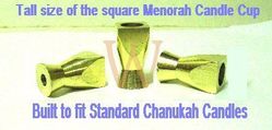 MENORAH CANDLE CUP, Square Style, Tall size, Brass