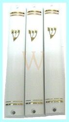 MEZUZAH with BACK COVER, Size 12, White Plastic 