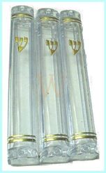 MEZUZAH with BACK COVER Size 15, Clear Plastic