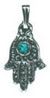 CHAMSHA PENDANT with STONE, Filigree, Sterling Silver 